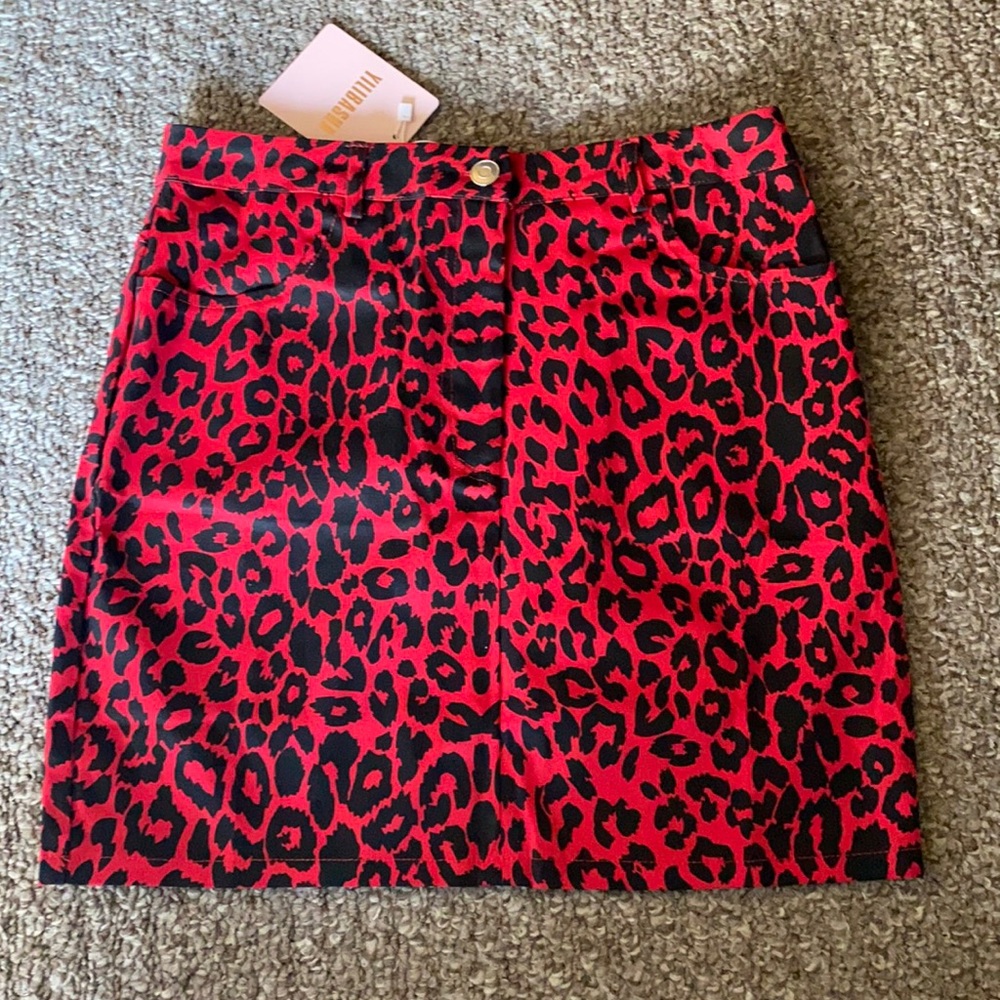 Printed Denim Skirt